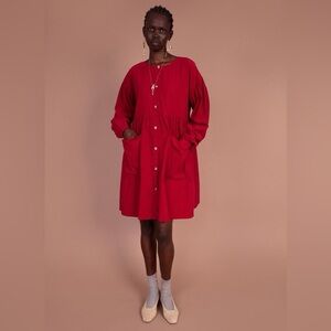 Meadows Red Forest Corduroy Dress Pockets Organic Cotton 2 / XS